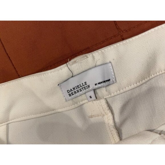 Danielle Bernstein Cream High-Waisted Slim Fit Cotton Pants Women's Size 6 - Picture 5 of 8